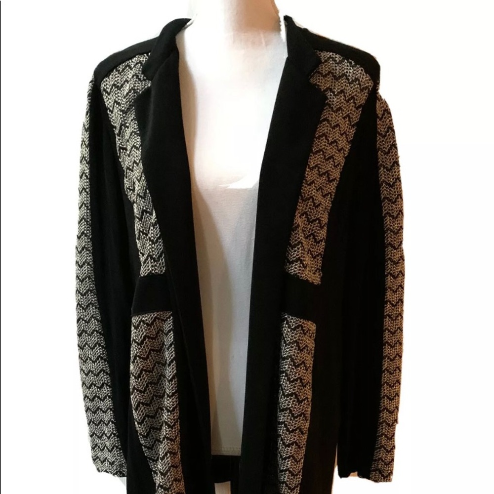 Travelers Chico's Open Jacket Black Gold Metallic - Picture 5 of 11